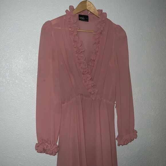 Ursula Of Switzerland Pink Mauve Ruffled Dress - Picture 4 of 9